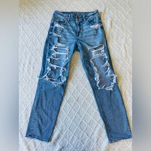 American Eagle Distressed Stretch Mom Jeans
